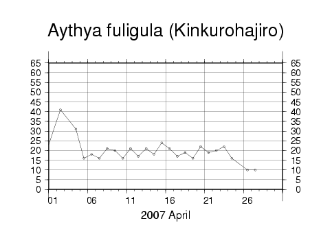 キンクロハジロの数の変化 2007年 4月