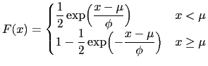ラプラス分布の累積分布関数